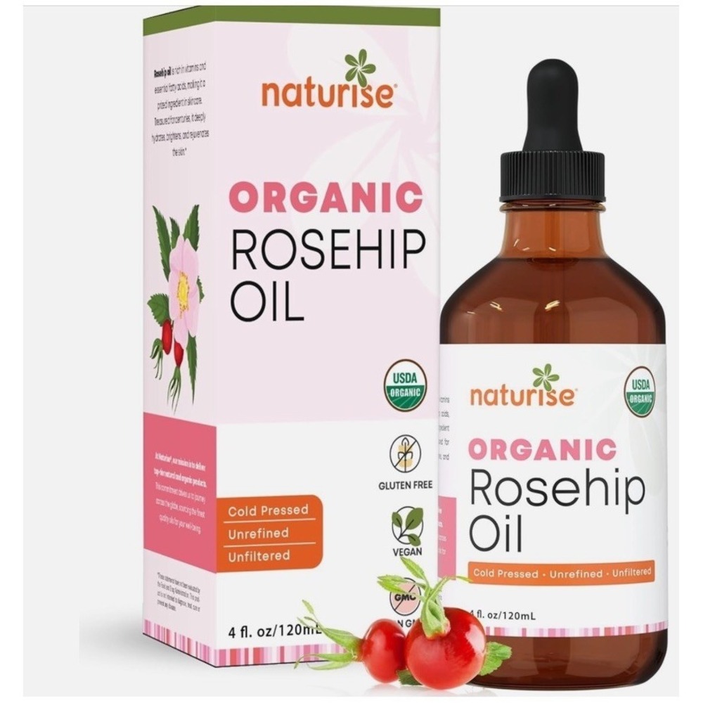 Naturise Organic Rosehip Oil - 4 fl oz (120mL) - 100% Pure Cold Pressed - NIB
